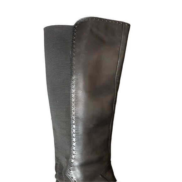 Loft Ann Taylor black leather riding boot with stretch band in back. size 7.5 - Picture 11 of 14